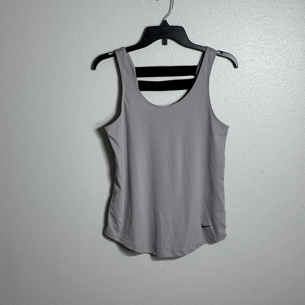 Nike Dri-Fit Women Gray Sleeveless Athletic Tank Top size S.